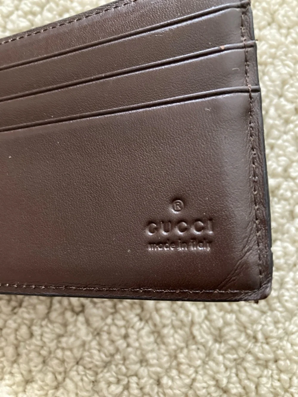 Vintage Gucci GG Monogram Bifold Wallet Money Clip Pre-2000 Brown Canvas Leather